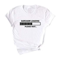 Eoeth Women Short Sleeve Charging Letter Printed Casual T-Shirt Blouse Top Sarcasm Loading Pullover Shirts Tracksuits White