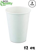 2 Pack of 50 ct - White Hot Drink Paper Cups 12 oz by EcoQuality - Disposable Coffee Cups, Recyclable, Compostable, Great for Office, Breakrooms, Restaurants, Coffee Shops, Tea Shops, Latte, Chai