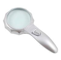 Silver Handheld Magnifying Glass with 6 LED Lights Handle Smooth Design Handle 4X Loupe Magnifier for to Read, Test,Jewelry,Coins,Hobbies,Travel