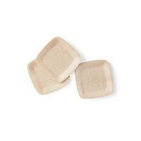 bambu, Veneerware Disposable Bamboo Square Plates, 100% Biodegradable Flat Tableware - 5", Pack of 25