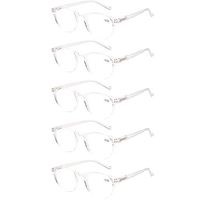 5 Pairs Reading Glasses - Standard Fit Spring Hinge Readers Glasses for Men and Women (5 Pack Transparent, 0.50)