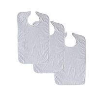 3 Terry Adult Bib with Hook and Loop Closure (3 White)