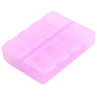 uxcell Plastic Rectangle 8 Compartments 7 Days Medicine Pill Box Pink