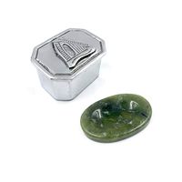 Irish Pewter Box with Harp and Connemara Marble Worry Stone