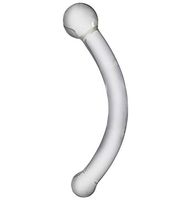 Crystal Transparent Double Head Glass Super Long Curved Massage Stimulator Waterproof Heating Wand