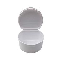 Fan-Ling Denture Bath Box Case, Denture Cup with Strainer Net, Denture Bath Box Case Dental False Teeth Storage Box with Hanging Net Container for Travel,Non-toxic and No Smell (White)