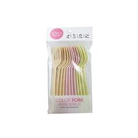 Shinwoo Color Portable Fork for Lunch and Picnic, Three colors (ivory, pink, lemon), 12pcs