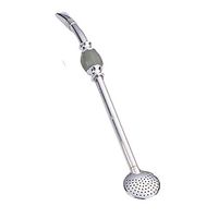 Fitfulvan Reusable Stainless Steel Metal Drinking Straws Scoop 2 in 1 (Gray)