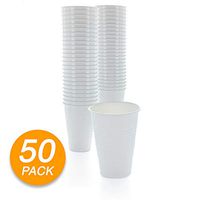Amcrate White Colored 12-Ounce Disposable Plastic Party Cups - Ideal for Weddings, Party’s, Birthdays, Dinners, Lunch’s. (Pack of 50)