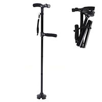 Alomejor LED Walking Stick Anti Slip 4 Head Folding Walking Stick for Old People Cane with Telescopic Adjustable Design