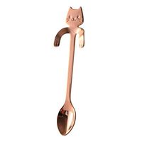 Suspension stainless steel cat spoon Cute kitten handle coffee spoon Mixing spoon rose gold