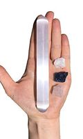 Selenite Massage Wand Gift Set, Healing Crystal Tool for Reiki, Meditation, Protection, Cleansing, Natural Stone, Zen