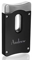 Personalized Caseti Matte Black Wedge V Cigar Cutter with Free Laser Engraving (Text)