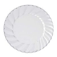 Efavormart 60 Pcs - Clear 7.5" Flaired Round Disposable Plastic Plate Dinner Plates for Wedding Party Banquet Events Decoration
