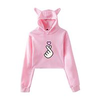 ❀HebeTop❀ Cat Ear Hoodies Women Pullover Pocket Pouch Aesthetic Vintage Cute Sweatshirts Sweaters Pink