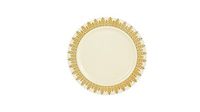 Posh Setting Ornament Collection 10 Pack China Look 7.25 Inch Cream/Gold Plastic Salad Plates, Fancy Disposable Dinnerware