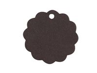 Qingsun 100pcs Crafts Hang Tags Scalloped Round Wedding Kraft Paper Tag Lolly Bag Bonbonniere Favor Gift Tags(Black)
