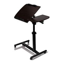 US Fast Shipment Quaanti Rolling Adjustable Laptop Cart,Adjustable Turnlift Sit-Stand Mobile Laptop Desk Cart with Side Table,Bedside Table Rolling Laptop Stand Overbed Desk with Wheels (BW)