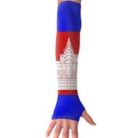Sports Arm Sleeves Cambodian Flag UV Sun Protection Arm Sleeves with Thumb Holes Cooling Arm