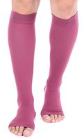Doc Miller Open Toe Compression Socks 1 Pair 20-30mmHg Support (Maroon, L)
