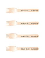 Perfect Stix-Sucre Shop Love Cake Happiness-20 Wooden Cutlery forks with Love Cake Happiness Themed Print (Pack of 20)