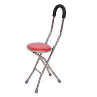 Ckssyao Elderly Walker, Telescopic Pole, Old Man, Outdoor Travel, Rest Bench, Folding Chair, Suitable for The Elderly, People Who Need to Move Tools,Red