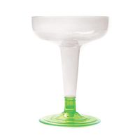 Topenca Supplies Party Plastic Classic Champagne Glasses 4oz, Clear/Apple Green, Set of 6. Ideal for Parties