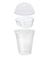 Pack of 25 Clear Plastic Parfait Cup 12 oz with Insert and Dome Lid w/Signature Party Picks