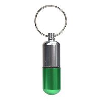 Colorful Mini Waterproof Portable Aluminum Medicine Pill Box Case Bottle Storage Drug Holder Container Keychain Key Ring for Outdoor Camping Traveling (Green)