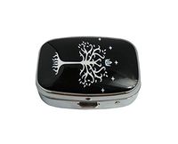 Baoquan Custom Silver Square Glass Pill Case Medicine Vitamin Organizer Pocket Decoration Gift (Tree of Life)