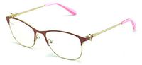 Women's Half Rim Optical Frame Reading Glasses Rhinestones - Clear Lens Metal Eyeglasses Gold (Pink, 2.50)