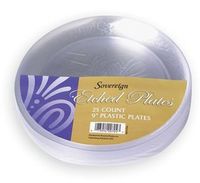 Sovereign Clear Plastic PlatesFloral Etched 7.25" (25 per Pack)