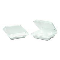 Genpak 20310V Foam Hinged Carryout Container, Vented 3-Comp 9-1/4x9-1/4x3 White 100 Per Bag (Case of 2)