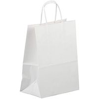 JAM PAPER Solid Gift Bags - Medium - 8 1/4 x 10 x 5 - White Kraft - Sold Individually