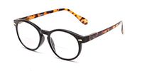 Readers.com Reading Glasses: The Actor Bifocal Reader, Plastic Round Style for Men and Women - Black and Tortoise, 1.25