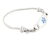 N Style ID Women's Beaded Pan-Dorra Style PRE-Engraved"Type 1 Diabetes" Medical Id Bracelet - Blue 8.25