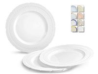 " OCCASIONS" 40 Plates Pack, Extra Heavyweight Disposable Vintage Wedding Party Plastic Plates (7'' Dessert/Bread Plate, Chateau in White)