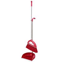 WEIFAN CAI- Long Handle Dustpan and Brush Sets Indoor Cleaning Plastic Soft Bristles Windproof (Color : Red, Size : 100x34cm)