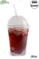 16 oz Cups, 500 Pack | Iced Coffee Go Cups and Dome Lids | Cold Smoothie | Plastic Cups with Dome Lids | Clear Plastic Disposable Pet Cup | Ideal for Coffee, Parfait, Juice, Soda, Cocktail, Party Cups