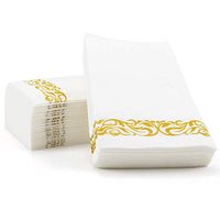 Linen-Feel Disposable Hand Towels Decorative Hand Napkins - Floral Paper Guest Towels - Pack of 100