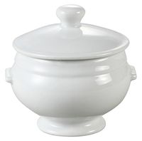 Yanco LB-12-L Bouillon Cup with Lid, 12 oz Capacity, 3.75" Diameter Top, 3" Height, Porcelain, Super White Color, Pack of 24