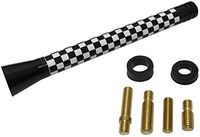 Panpage Roof Top Radio Stubby Checkered Black and White Flag Aluminum Screw Base Alloy Car Stylish Antenna 15mm x 106mm x 10mm For Mini Cooper Car Auto External Accessories
