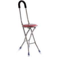 Elderly Cane Stool Folding Stool Stainless Lightweight Portable Rest Crutches Stool/Chair