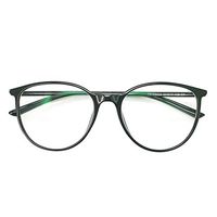 Computer Reading Glasses Blue Blocking Light Weight Round Women Anti Eye Strain (Black, 1.25)