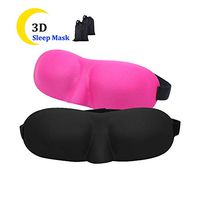 3D Contoured Sleep Mask, 2 Pack Upgraded Ergonomic Eye Mask, Adjustable Strap Masks for Travel Sleeping, Lightweight and Comfortable for Women and Men (Black & Pink)