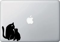 Yadda-Yadda Design Co. Cat Mom and Baby Kitten Kiss - Design 2 - MacBook or Laptop Decal - Copyright (4" w x 4" h) (Black)