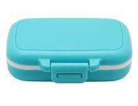 Meta-U Small Pill Box Supplement Case for Pocket or Purse - 3 Removable Compartments Travel Medication Carry Case - Daily Vitamin Organizer Box (Blue)