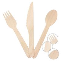 BetterJonny Disposable Wooden Cutlery Set (Pack of 100 Utensils) | 30 Knives, 30 Spoons & 40 Forks from Natural & Biodegradable Birchwood | Compostable Wooden Tableware for Parties