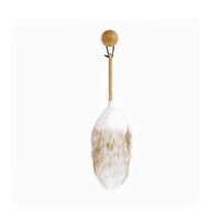 Lambswool Duster with Solid Wooden Handle, Flexible, Good Grips, Anti-Static, Feather Duster for Domestic and Professional Cleaning (Size : A)