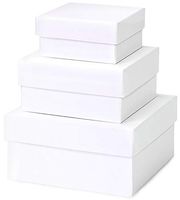 Made in USA Recycled Paper Kraft Boxes – 3.25”, 4.25” & 5.25” – Nested Squared Boxes with Lids (Small Set of 3 - Pearl White)